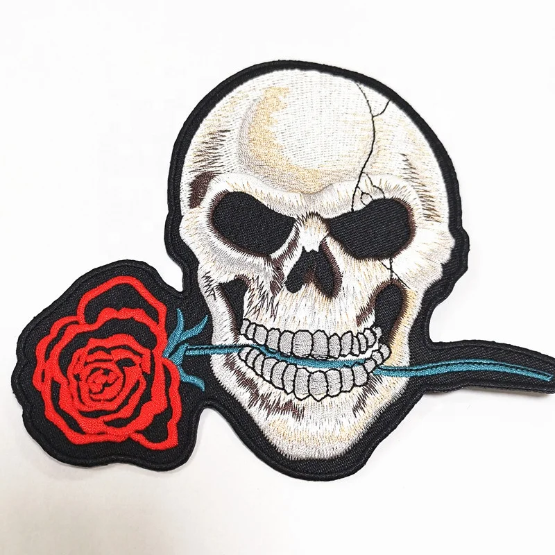 Custom Design Embroidery High Quality Skull logo Biker Motorcycle Patches