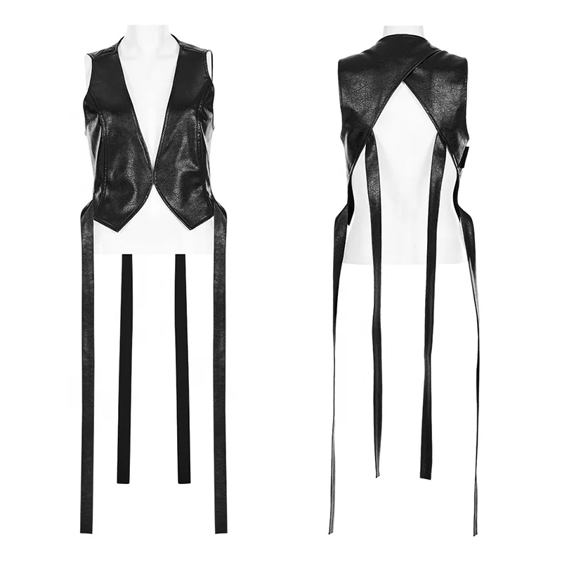 PUNK RAVE OPY-695MJF Women Handsome Sweet Cool Leather Vest Jacket Women Outer Wear Sleeveless Waistcoat Vest