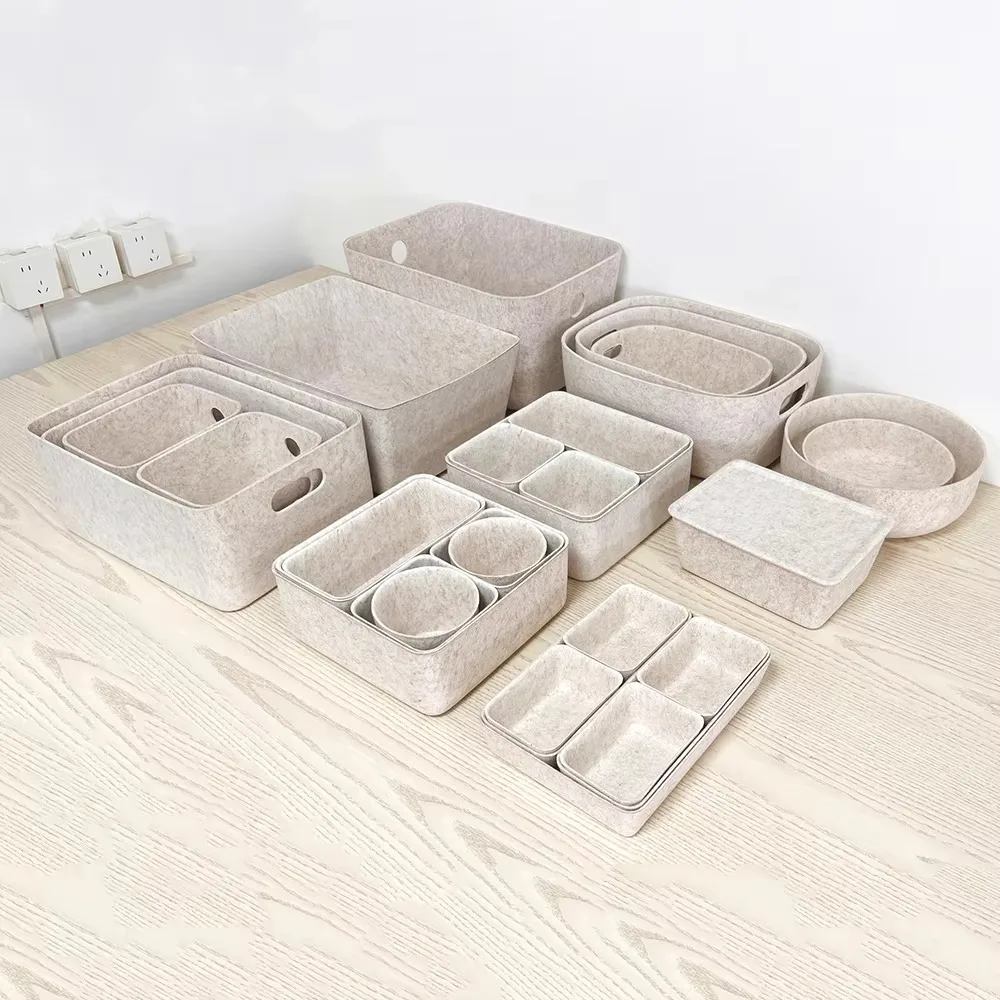 Open Home Storage Bins Nursery Bins & Boxes Recycled PET Polyester Felt Desk Organizers and Storage