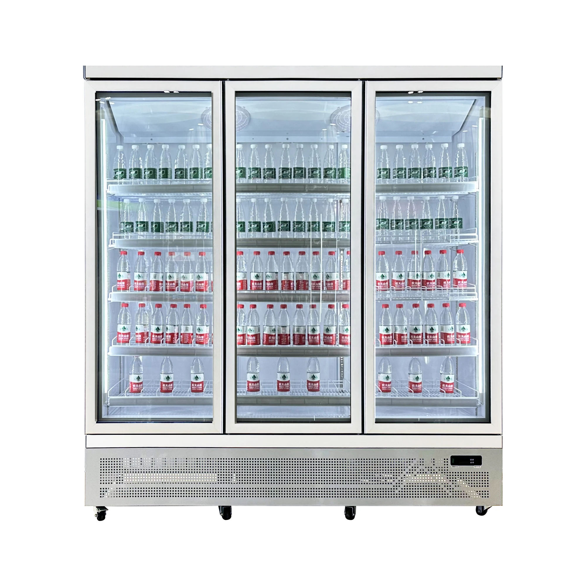 Glass Doors Vertical Refrigerated Drink Display Case Commercial Fan Cooling Upright Cooler Fridge For Supermarket