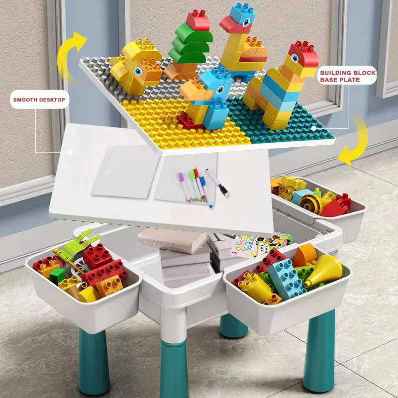 Educational Easy Assemble Plastic Building Block Table For Kids 3