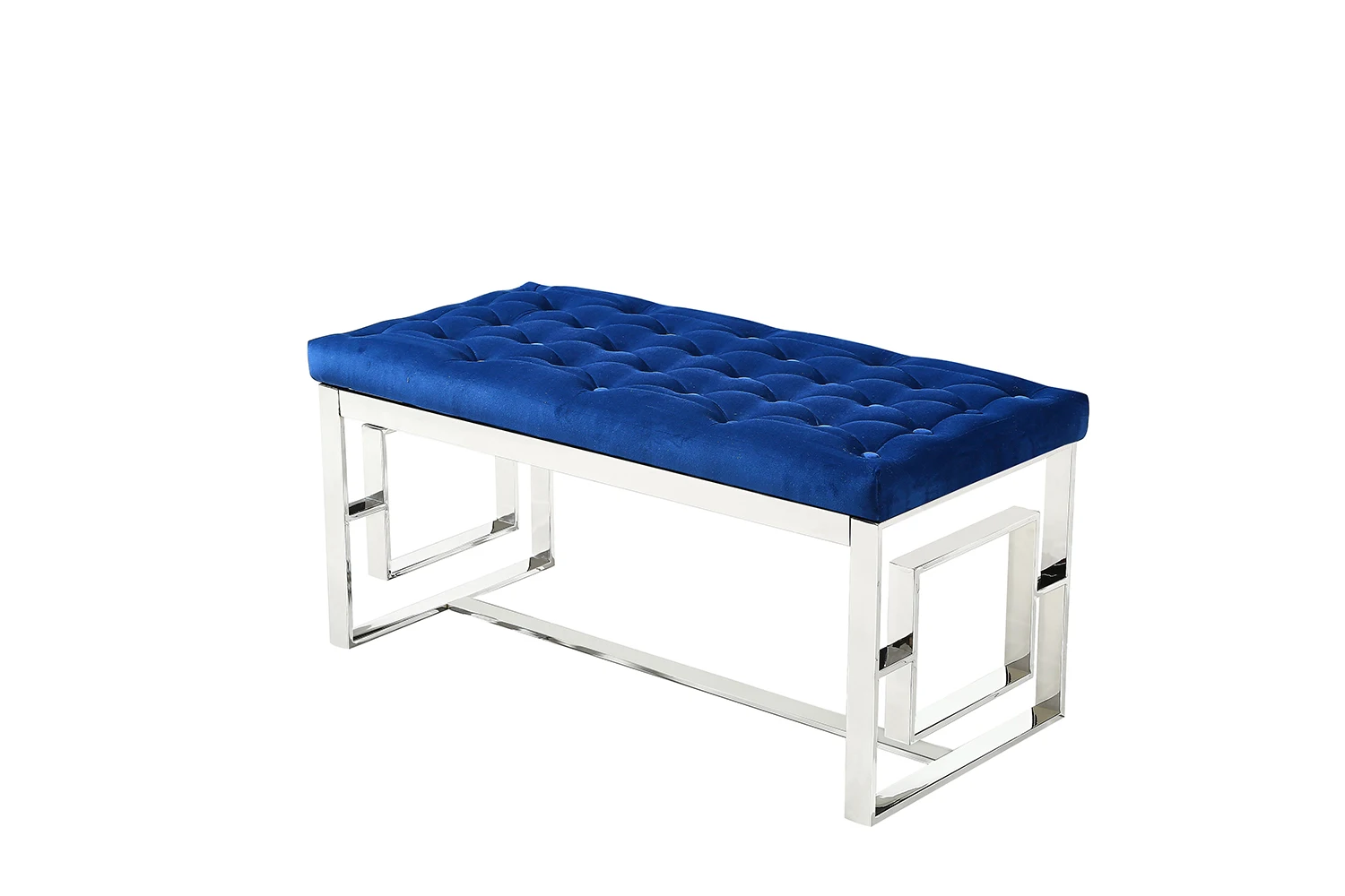 High quality luxury stainless steel frame comfortable fabric bedroom Bench