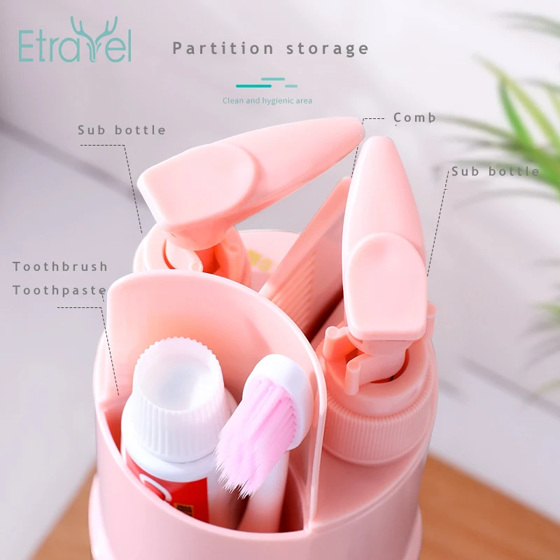 Travel Toothbrush Storage Case 7 In 1 Portable Wash Cup Toiletries Bathroom Set