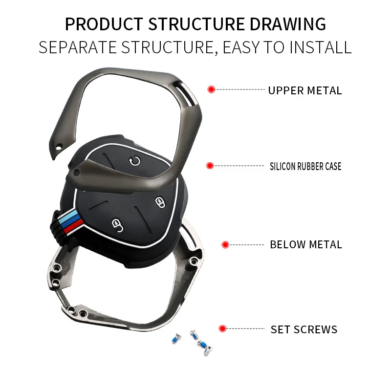 Zinc Alloy+Silicone Car Key Shell Case Cover Remote Control Smart Key Bag Covers Fit for JAC KMC Chery Jetour