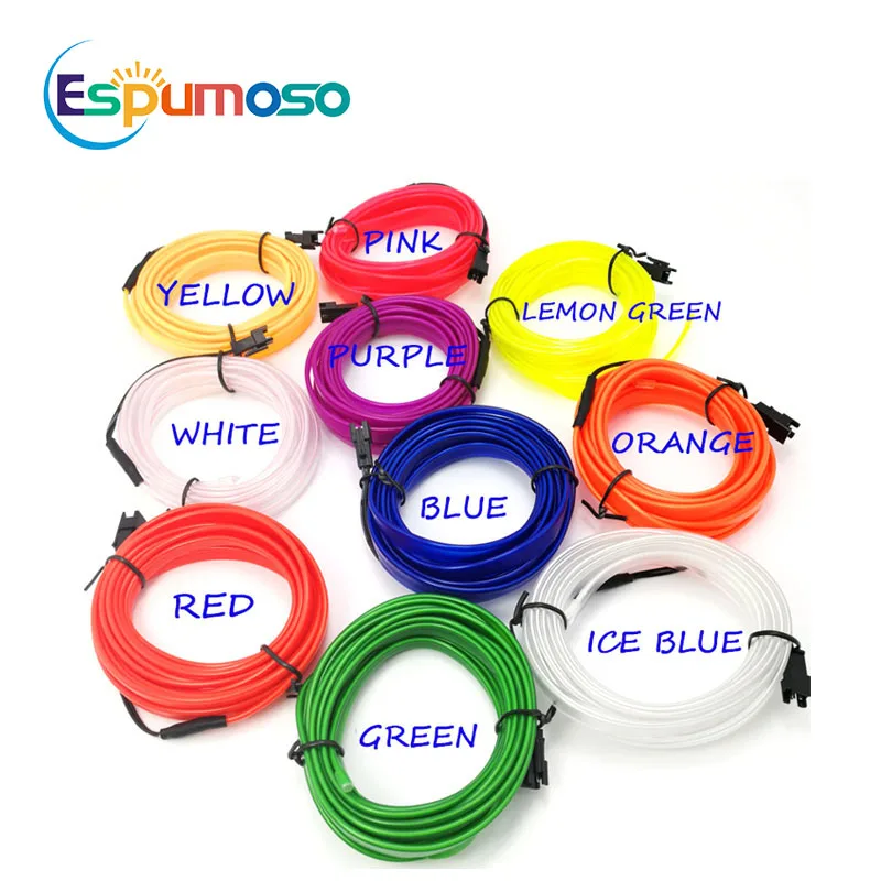 1M 3M 5M Auto Car Light Line Strips Flexible Neon EL Wire Car styling Car 12V LED Cold lights Decorative Lamp Interior Light