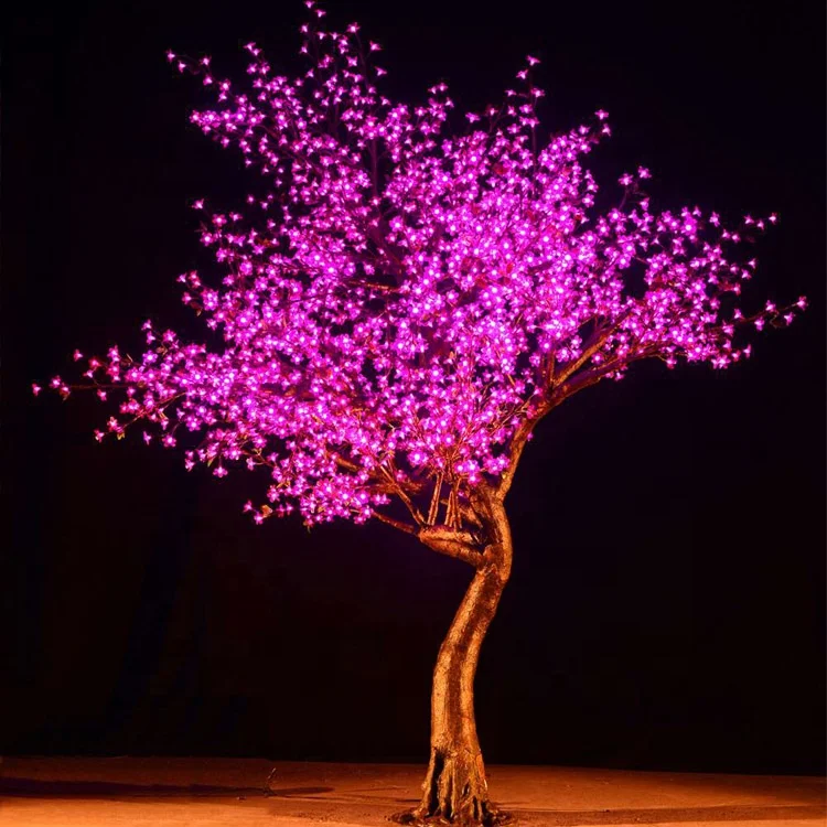 3m Outdoor Garden Street Decoration Christmas Party Led Lamp Red Plastic Cherry Blossom Flower Artificial Tree