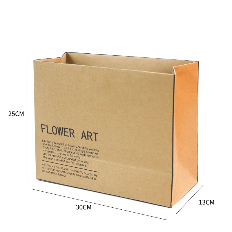 Kraft paper flower bag carrier box valentines mothers day bouquet flower packaging bag wholesale cheap price