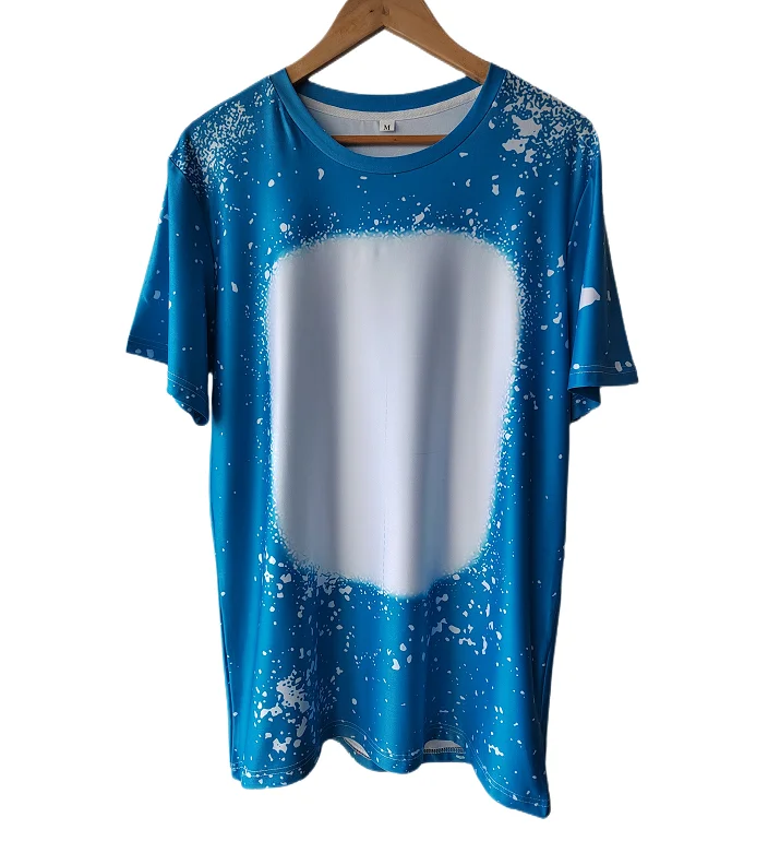 Custom USA size heat transfer 100% polyester pattern shirts unisex faux bleached blank sublimation t-shirts for adult and kids