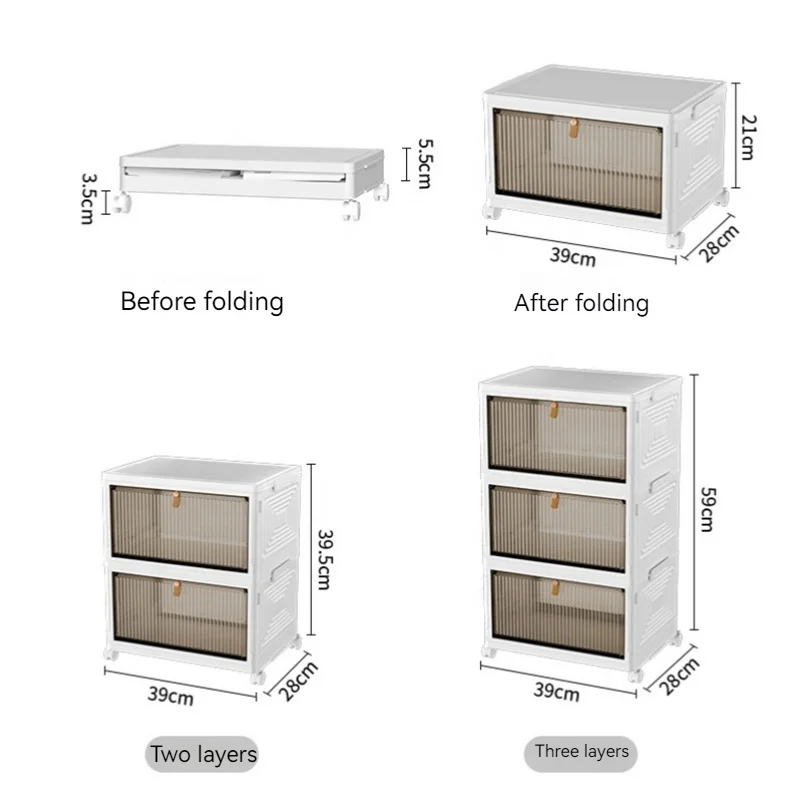 Muti-layer shoe organizer storage organiser for home Dustproof sneakers high wheels boxes Transparent folding shoe storage box