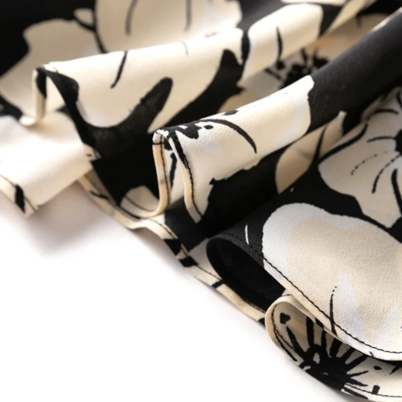 Wholesale 100% Pure Silk Skirts Women Printing Two Layer Loose Big Bottom Chic Clothes 2023 New Summer D34010C