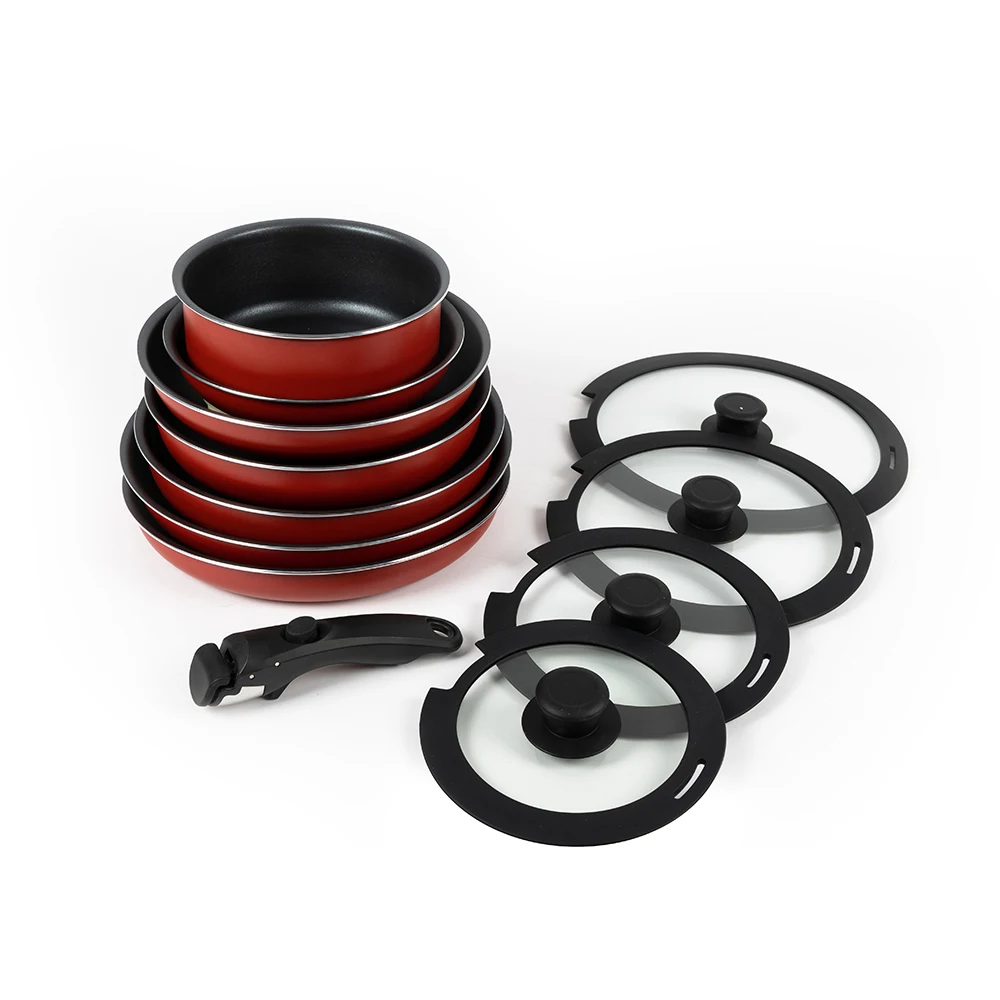 Smartpan White Induction cookware non stick removable handle kitchen cookware set aluminium PFOA free Hot Sale