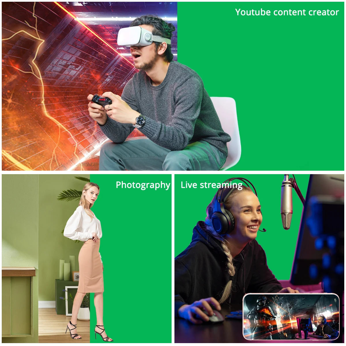 Yelangu Photography Studio Green Screen with stand