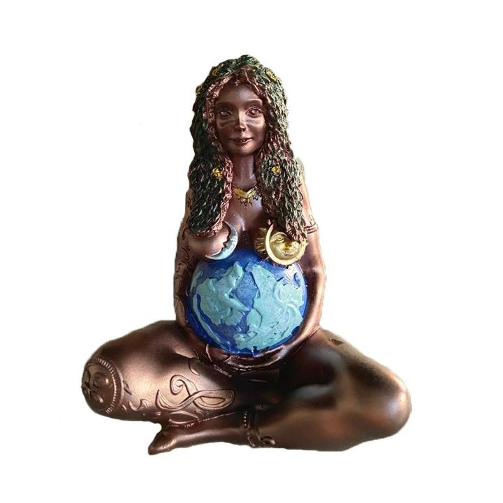 Millennial Gaia Statue Decoration,15*5*5CM Mother Earth Goddess of Earth Ornaments Goddess Gaia Statue Resin Ornaments