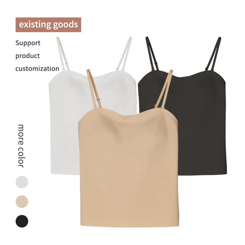 High Quality Daily Soft Silk Wirefree  Premium Seamless Bra Camisole Sujetador de mujer Padded Basic Tops Tank Top For Women