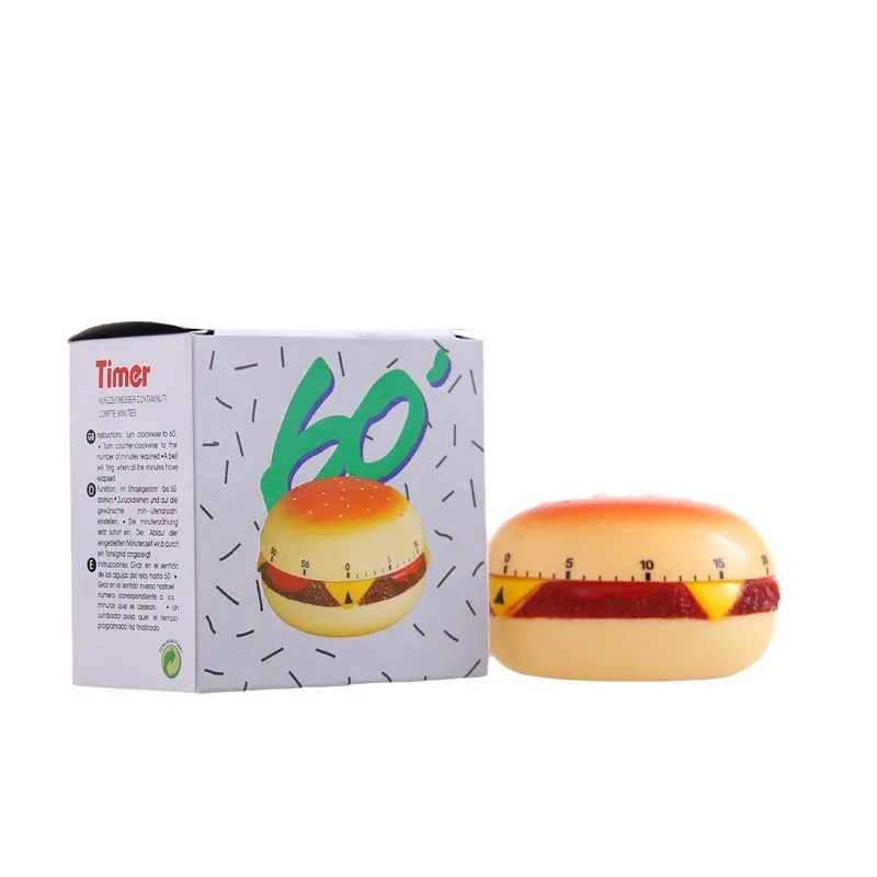 Cute Productivity Cooking Timer Google Pomodoro Timer Hamburger Mechanical Kitchen Decorative Timer