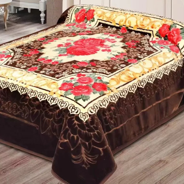 Blankets Wholesale High Quality 100% Polyester Raschel Winter Bed Blanket Solid Double King Queen Size for Winter 4kg 8kg Bed
