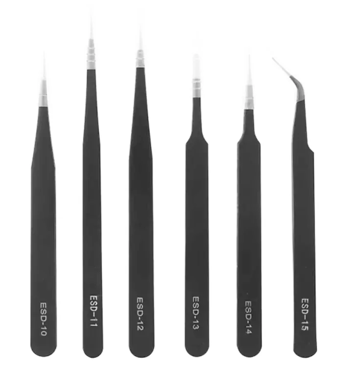 Customized Stainless Steel ESD Series Black Eyelash Tweezers Lash Tweezers Volume Tweezers