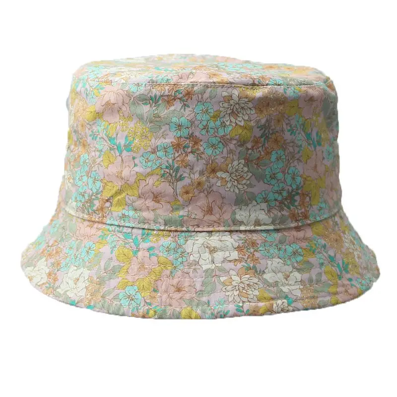 Wholesale Multicolor Reversible Kids Panama Hat Floral Print Breathable Cotton Luxury Sun Hat