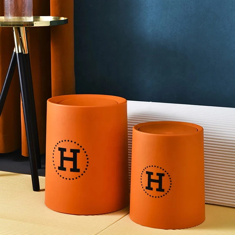 8l/12l Plastic Garbage Can Double Buckets For Home Storage Easy-to-use Round Trash Can For Kitchen Office Hotel Bedroom Family