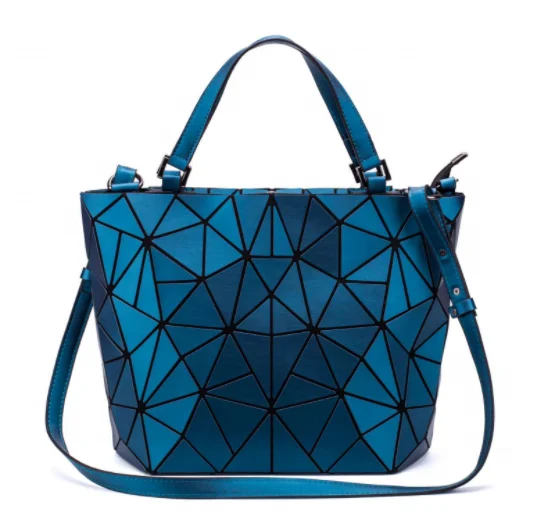 MOQ 1pcs backpag Fashion luxury women shoulder bags, radium archer geometric diamond grid pu dazzle color luminous tote handbags