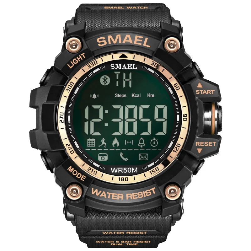 
Smael 1617 OEM custom guangzhou reloj hombr waterproof military cheap plastic men sport bluetooth smart digital LED wrist watch 