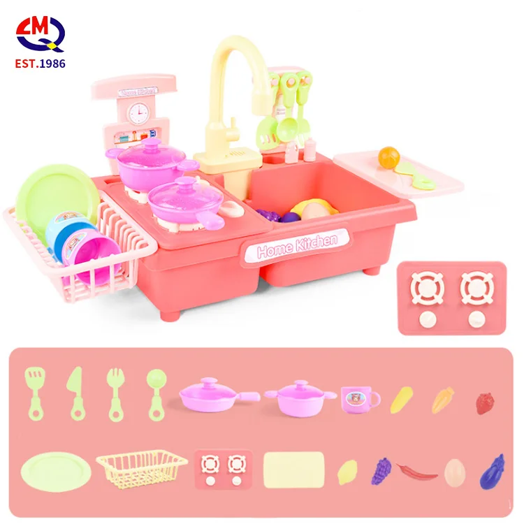 
Educational Pretend Play With Refrige Oven Faucet Kitchen Electric Dishwasher Set Toys Cooking Spray Chef Games For Girl 