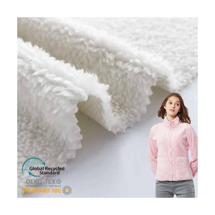 Super soft white single side brushed lining fabric knitted sherpa fleece fleece for clothes or home