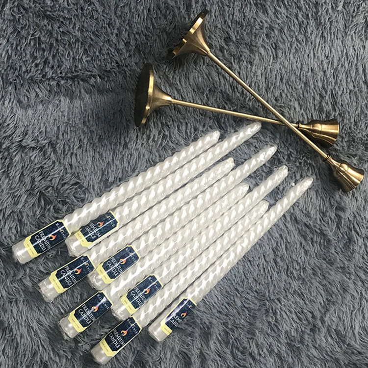 Wedding Decor Flameless Dinner White Taper Candles Bulk Wave Spiral Pillar Taper Candle