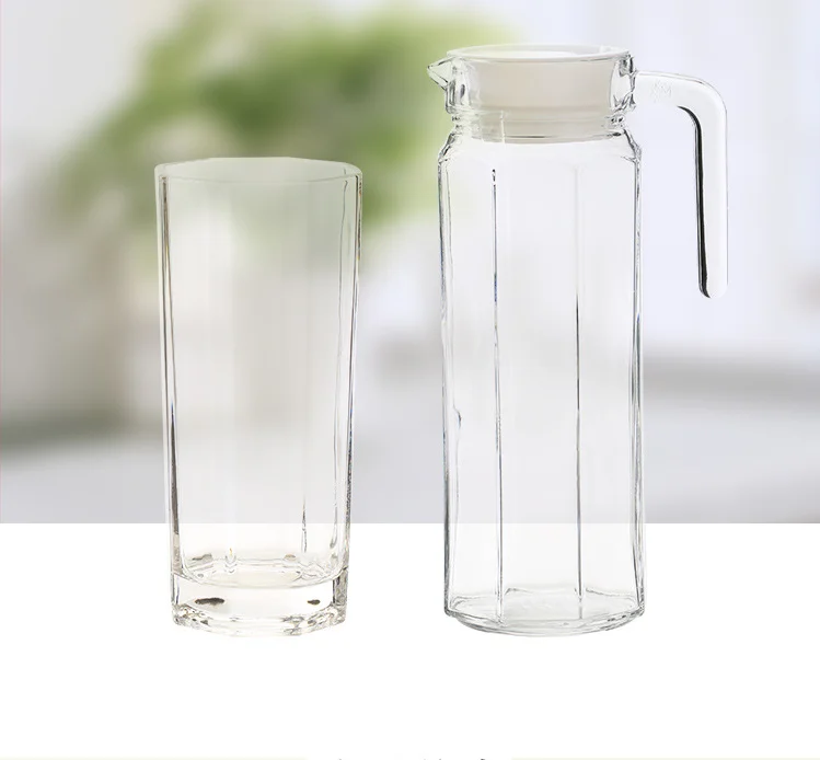 Eco Friendly Glass Water Jug Sets 4 Pcs Glass Water Cups