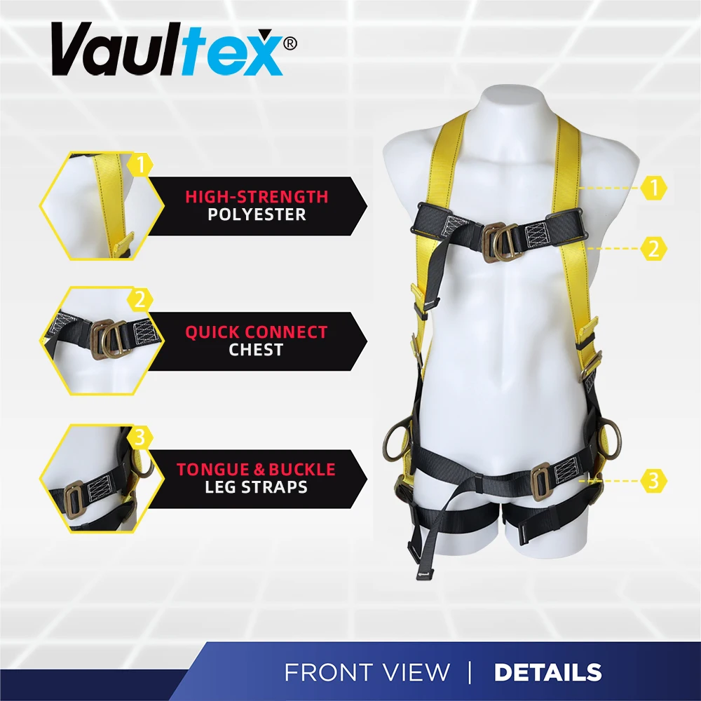 Vaultex Durable Industrial Safety Equipment High Strength Polyester Full Body Safety Harness Arnes De Seguridad