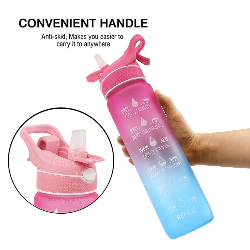 drinking and spraying misting bottle 32oz Time Marker Fast Flow 2 in1 spray sports water bottle for humidification and cooling