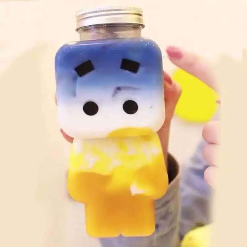 500ml  Robot Shape Pet Plastic Bottle Cold Press Juice Beverage Drinking Water Bottle