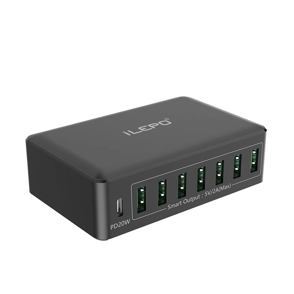 Wholesale 1C+7A Custom Chargers i60 60W Multi Port USB Chargers fast charging desktop charger station for iphone