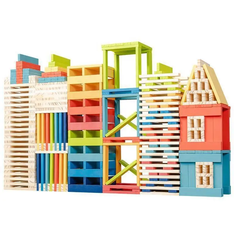 100/200/300PCS Wooden Archimedes Building Blocks Building Planks Set Geometry Wooden Blocks Diy Toys