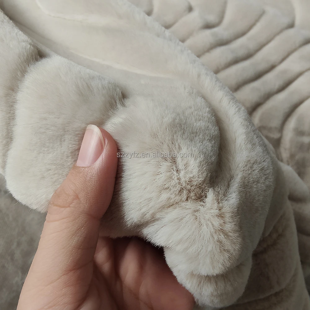 Custom 100% Polyester Knitted W Wave Pattern Faux Rabbit Fur Fabric Fake Fur for Garments Home Textiles Toys Auto Upholstery