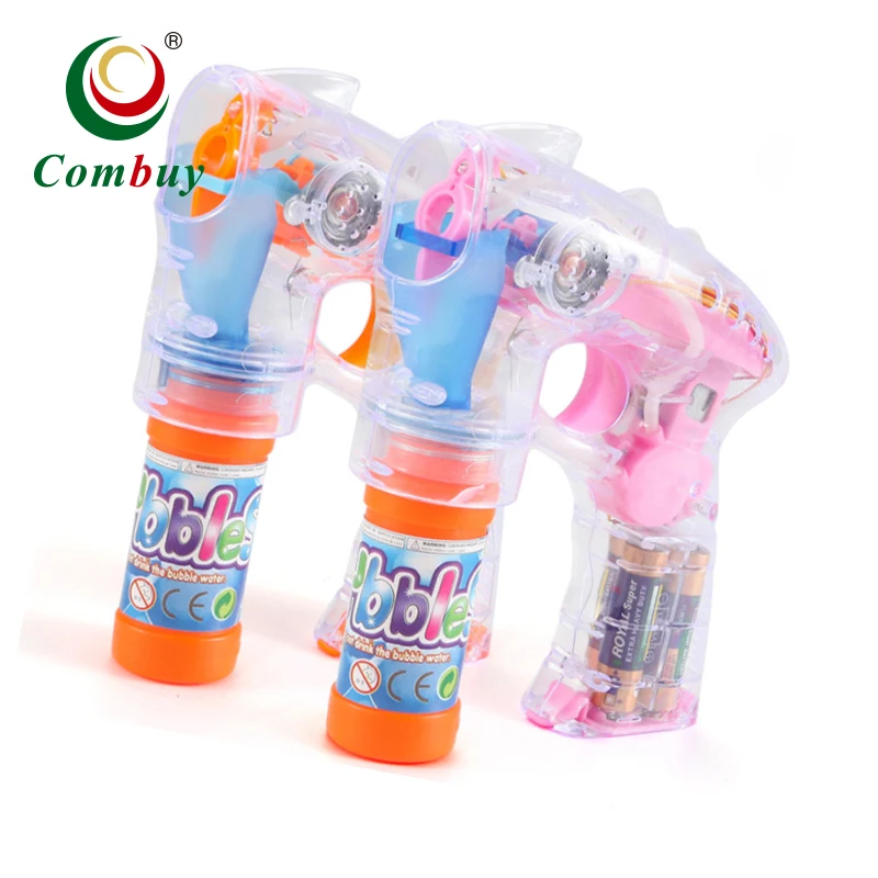 Transparent outdoor toy music soap bubble gun with light