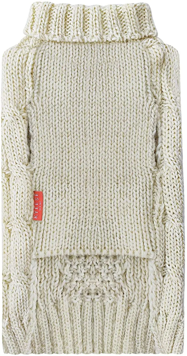 2023 custom Golden Thread Turtleneck Dog Cable Knit Pullover Pet Sweater Dog Sweaters for Cold Weather