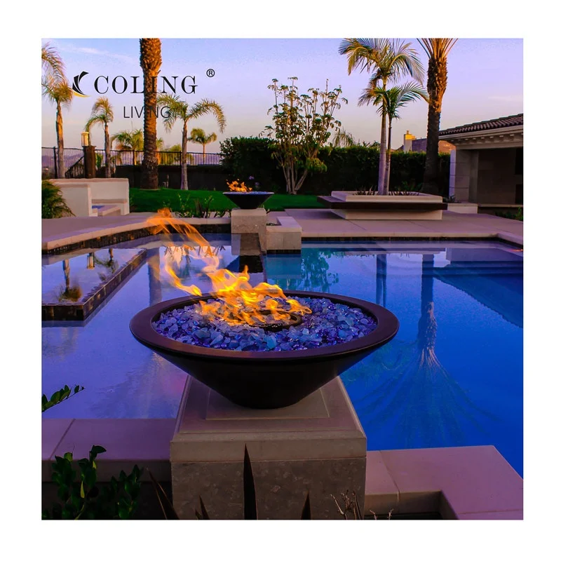COLING COLB001 Fire bowl for pool fire and water pool bowl corten steel fire pit waterfall