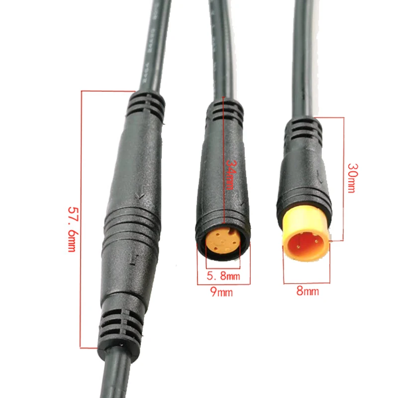 Ebike Parts Accessories E-Bike Male or Female Wire Harness 2 3 4 5 6 Pin M6 M8 IP65 Waterproof Connector