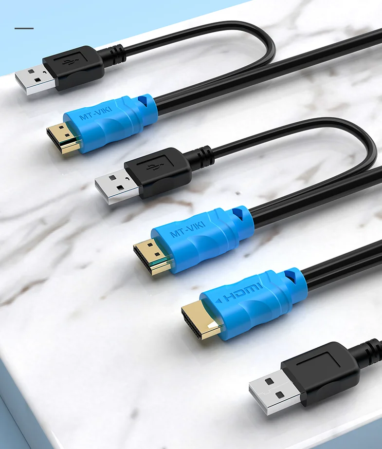 4K HDMI KVM Switch 2 Port+ Cables, MT-VIKI 4K@30Hz Desktop HDMI KVM Switch Selector box for 2 Computers 1 Keyboard Mouse Monitor