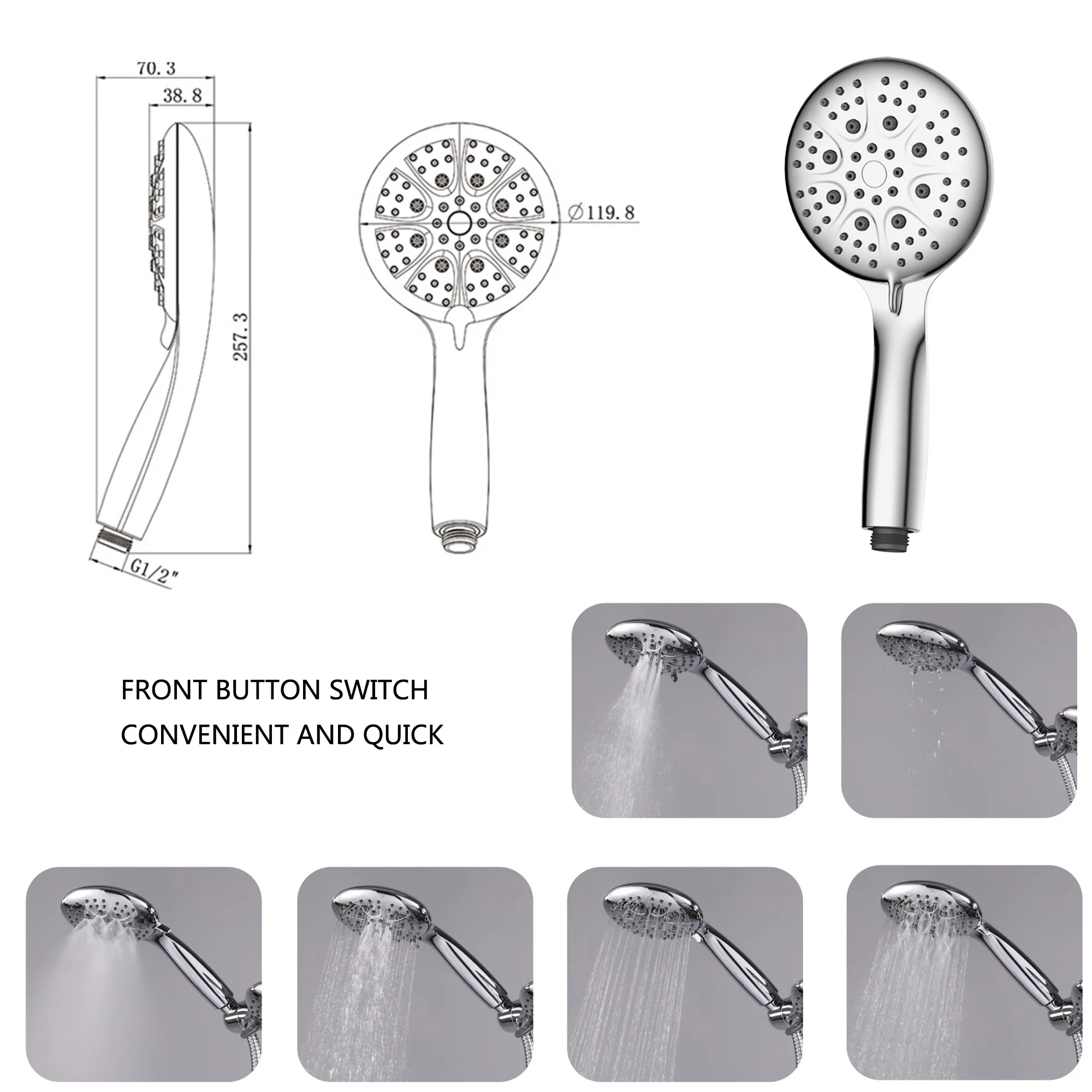 
Bathroom accessories Shower head with switch shower diverter valve 