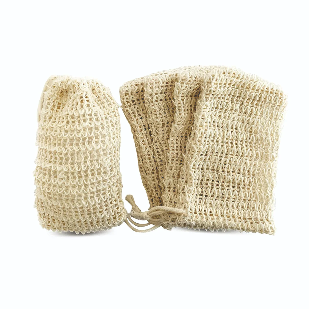 Soap Saver Bag Natural  Exfoliating Pouch for Foaming and Drying  Bars Shower  (13.5 x 9 cm, Beige)