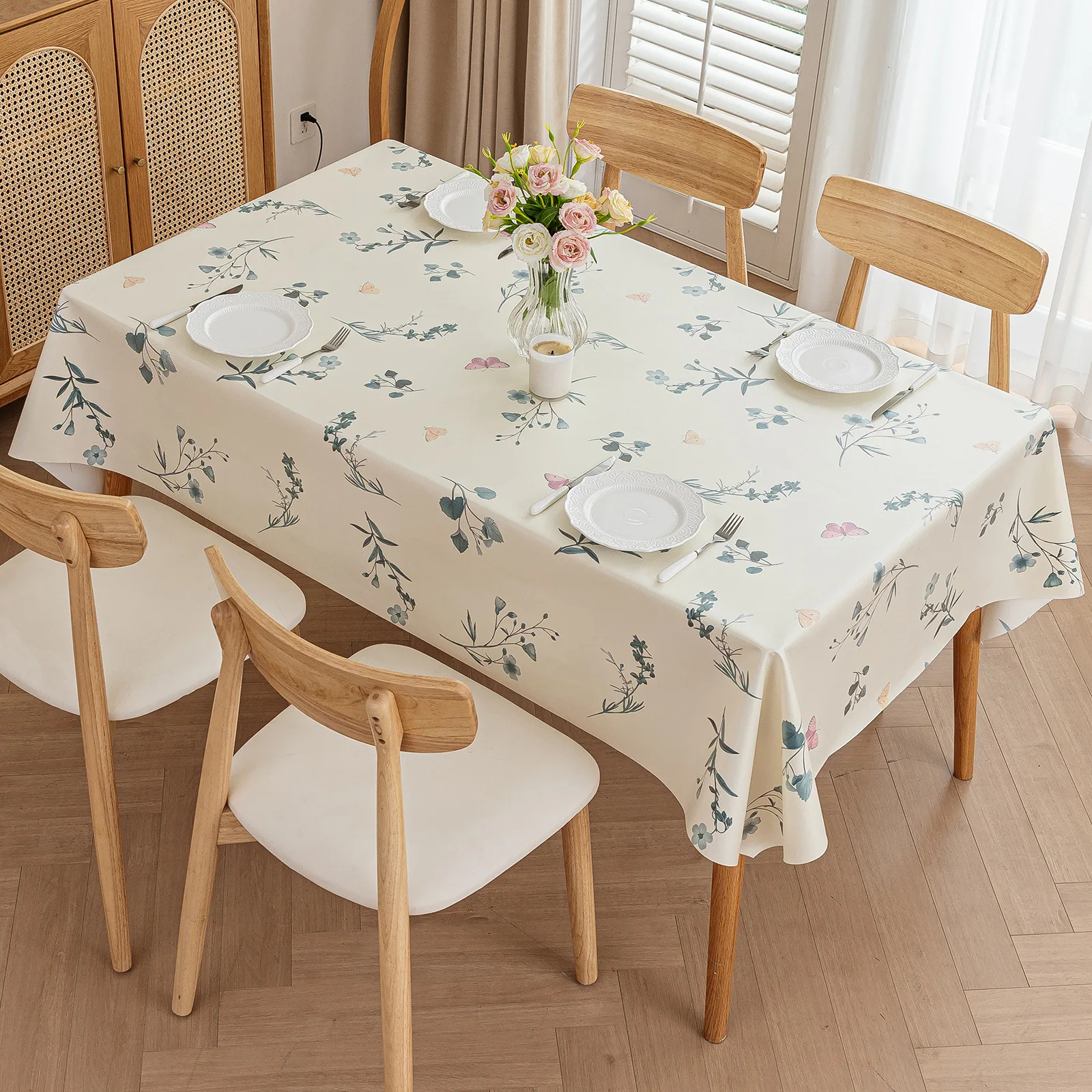 Small fresh tablecloth waterproof oil-proof wash-free rectangular tablecloth dust table cloth tea table mat