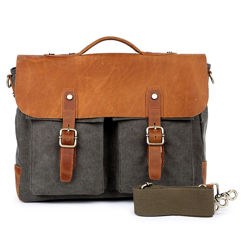 Vintage Business Travel Work Lawyer Portfolio Briefcase for Men Brief Case Bags Crossbody Messenger Bag Attache Case