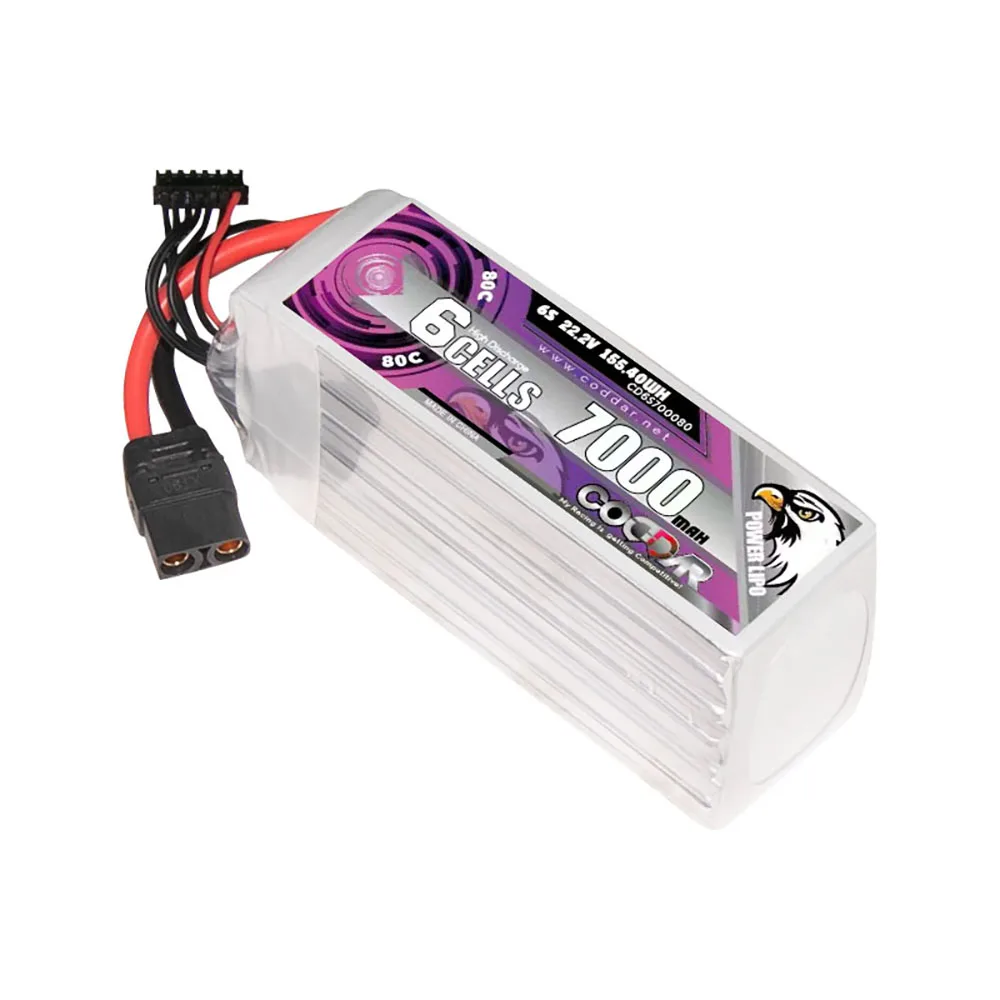 CODDAR RC LiPo Battery 6S 7000MAH 22.2V 80C XT90 Helicopter Aerial Photography Model Aerobatic Flight AeroPlane Quad RC Car Boat