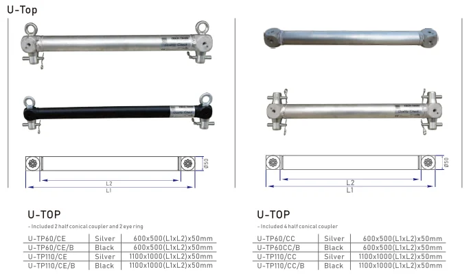 Aluminum U Frame and Top for Stacked Truss Lighting Kits for Outdoor and Indoor Events