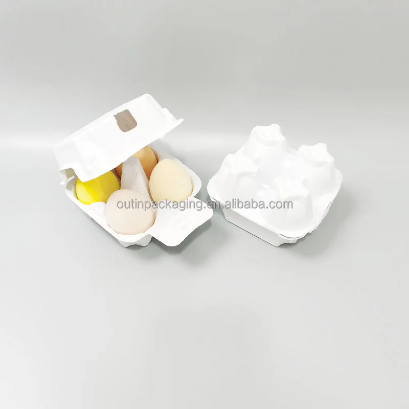 Biodegradable Sugarcane bagasse pulp Paper Tray for cosmetic packaging eco friendly molded pulp box make up sponge packaging
