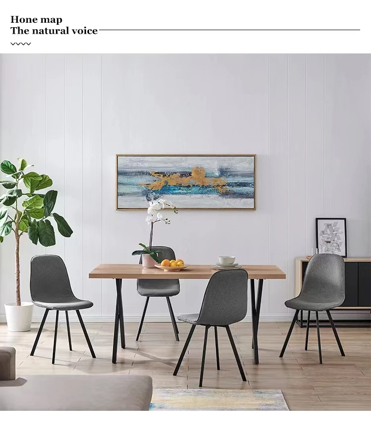 Manufacturer Solid Wood Material Classical Design Black Powder Coating Wood Modern Dining Table with Metal Frame