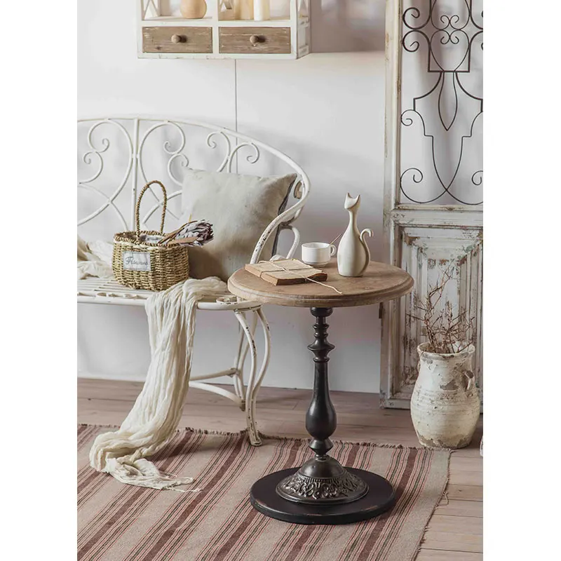 Modern Wood Top Multi Styles Vintage Natural Side Table Carving Craft Handmade Round Coffee Table