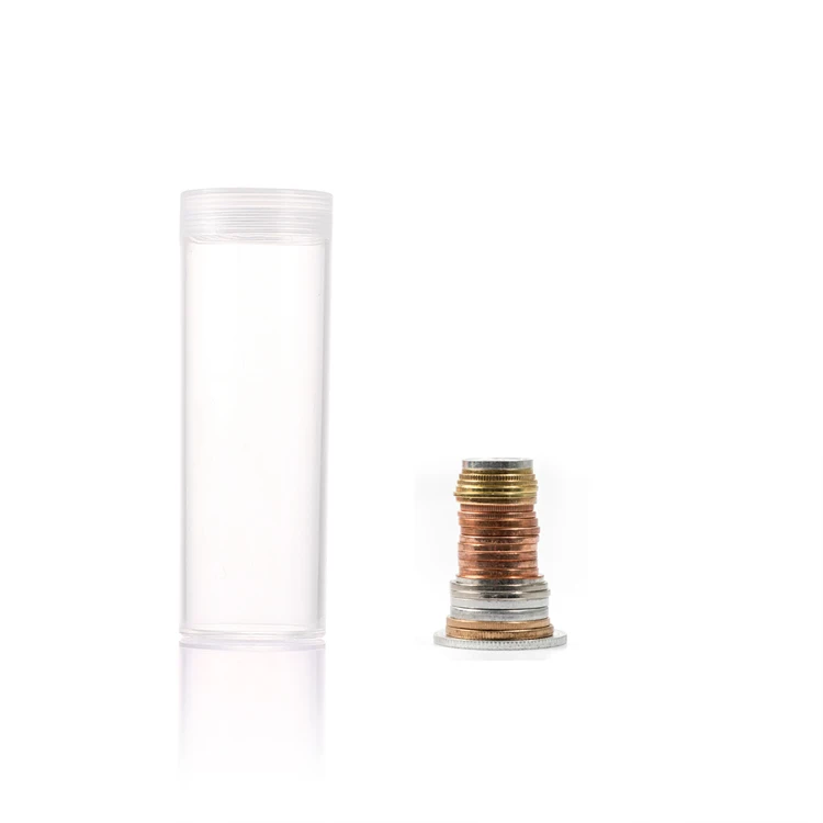 Hot selling plastic coin case holder clear tube for coin 32MM